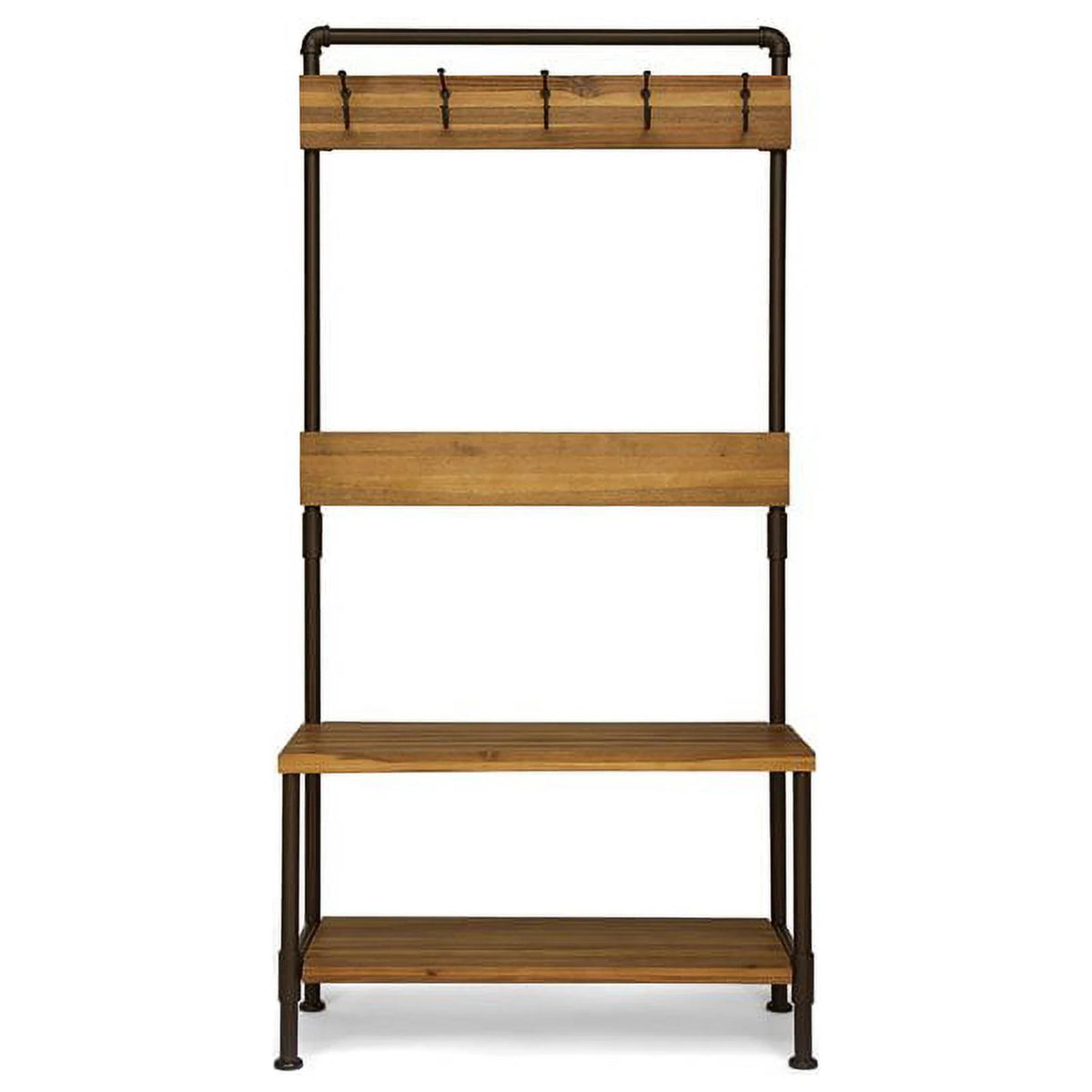 Acacia Wood Bench with Shelf and Coat Hook C39513