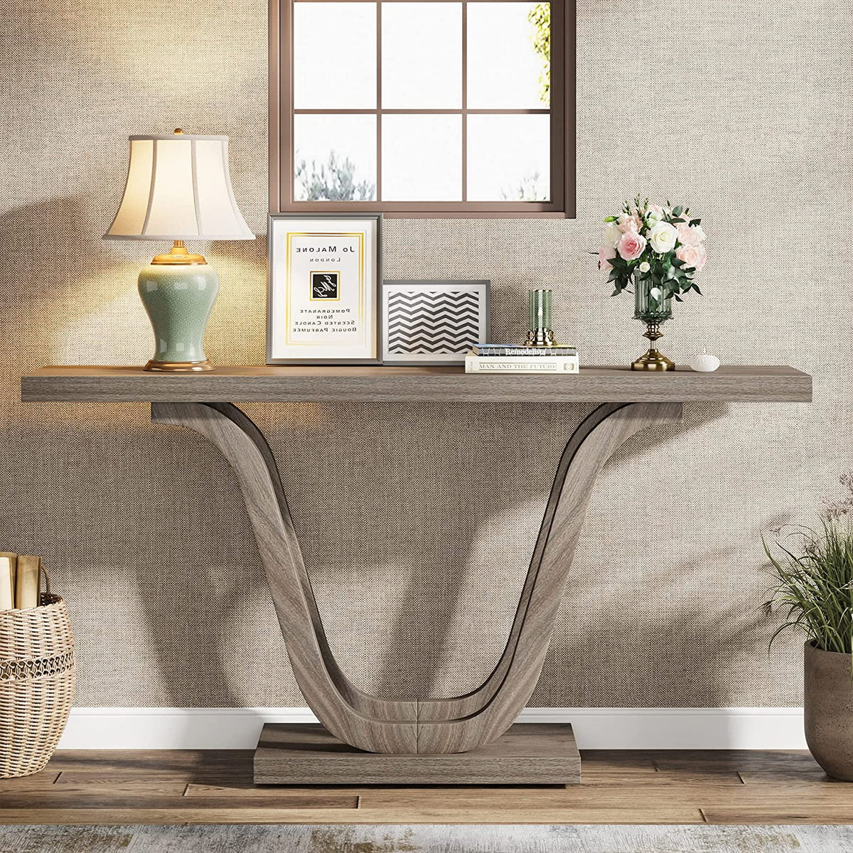 55-inch Grey Wood Rustic Console Table S7377