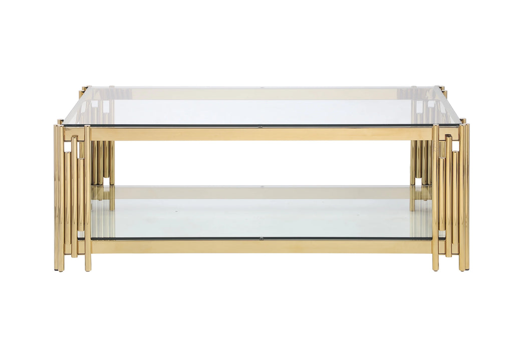 48" Wide Rectangular Glass Top Coffee Table I705