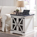 White Farmhouse End Table with Charging Station J999665