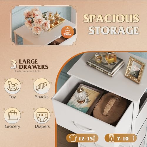 Black 3 Drawer Fabric Dresser with Wheels G60532