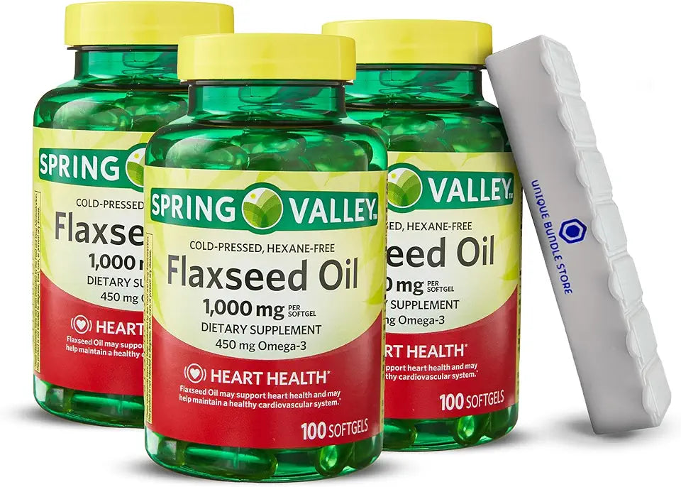 Flaxseed Oil 1000mg Softgels 100 Count Dietary Supplement Pack of 3 D13724