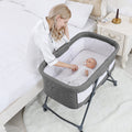 Gray Bedside Bassinet with Wheels H2152