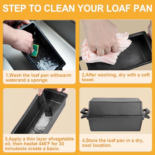 Cast Iron Bread Loaf Pan with Lid 9x5 Inch Set of 2 F375