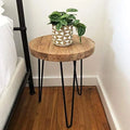 Rustic Old Elm Wood Round End Table O7887