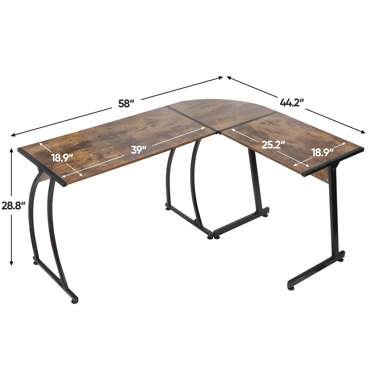 Brown L-Shaped Computer Desk S96738