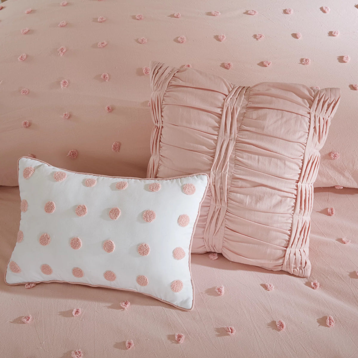 Cotton Jacquard Pink 5-Piece Comforter Set H21617