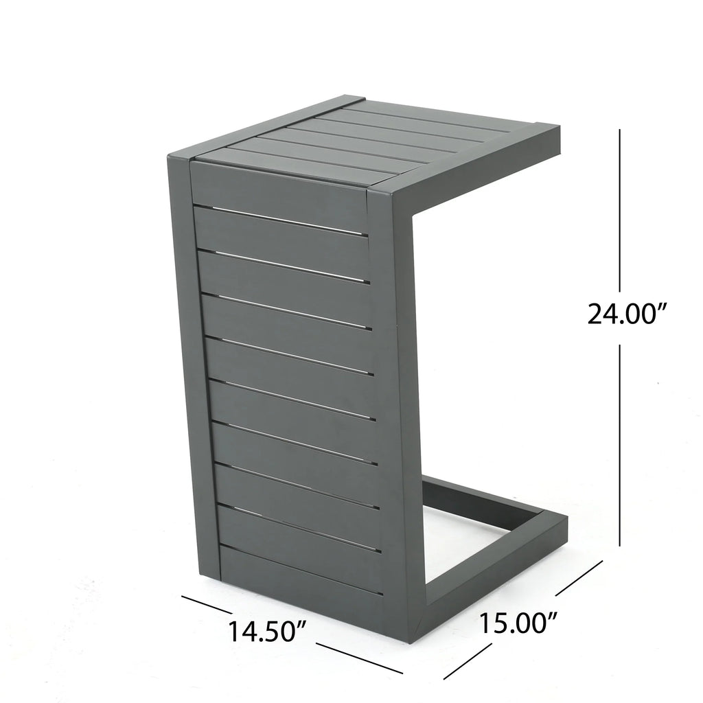 Gray Aluminum C-Shaped Side Table D458889