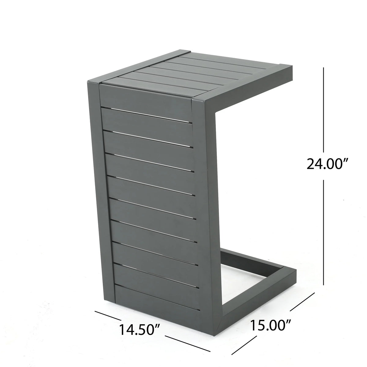 Gray Aluminum C-Shaped Side Table D458889