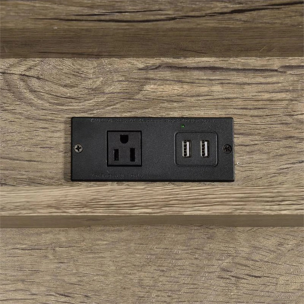 Gray Wood and Black Metal Desk with USB Port S84113