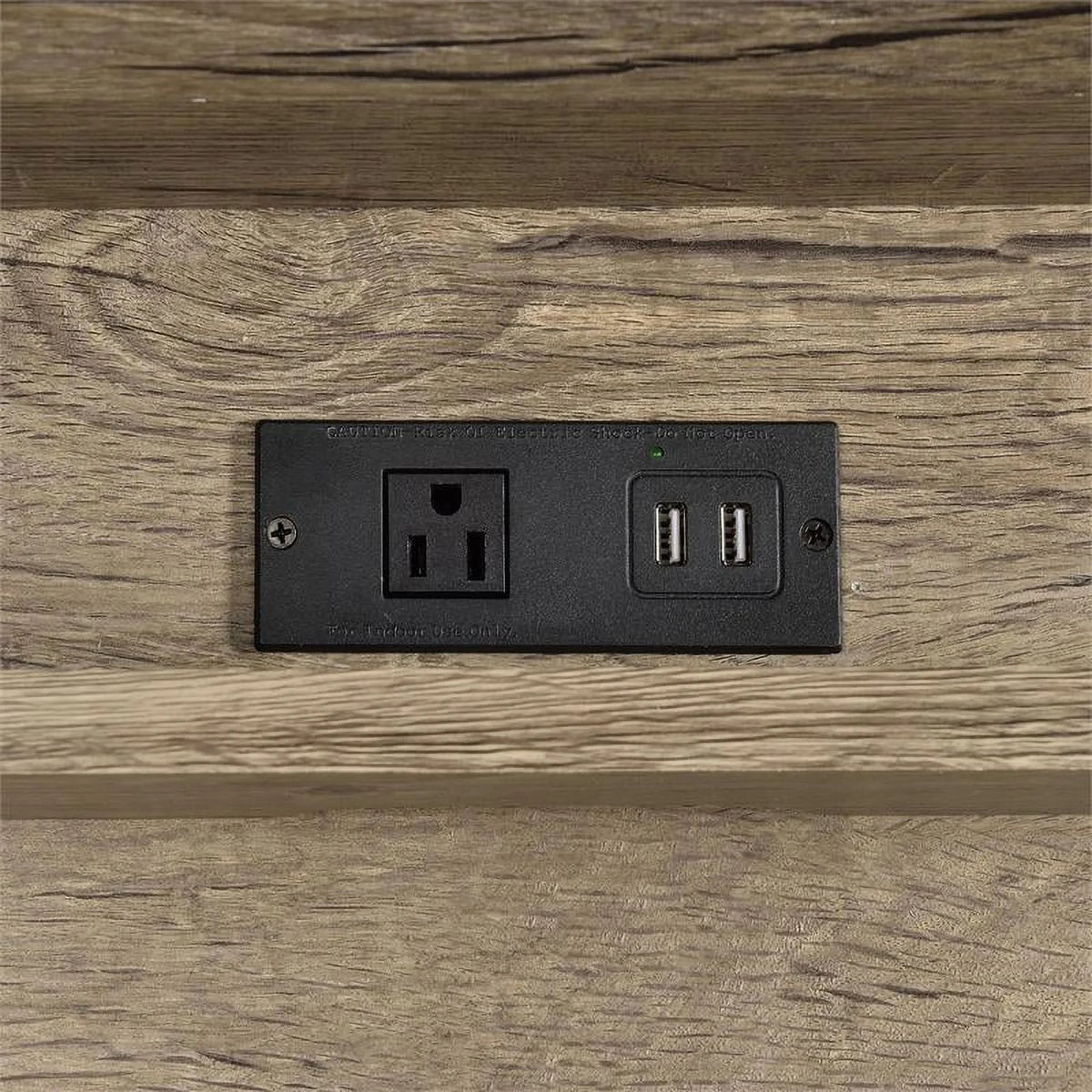 Gray Wood and Black Metal Desk with USB Port S84113