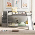 Twin Size Wood Loft Bed with Slide and Storage Shelves C6336