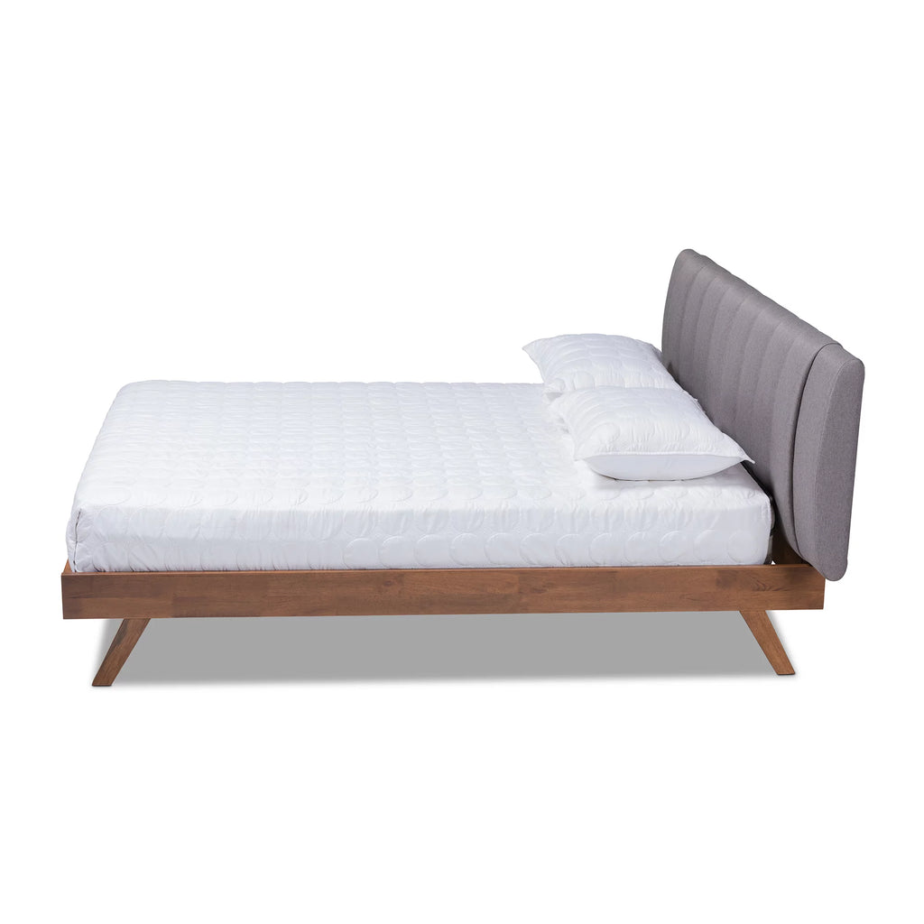 Grey Fabric Upholstered Queen Size Bed I4408