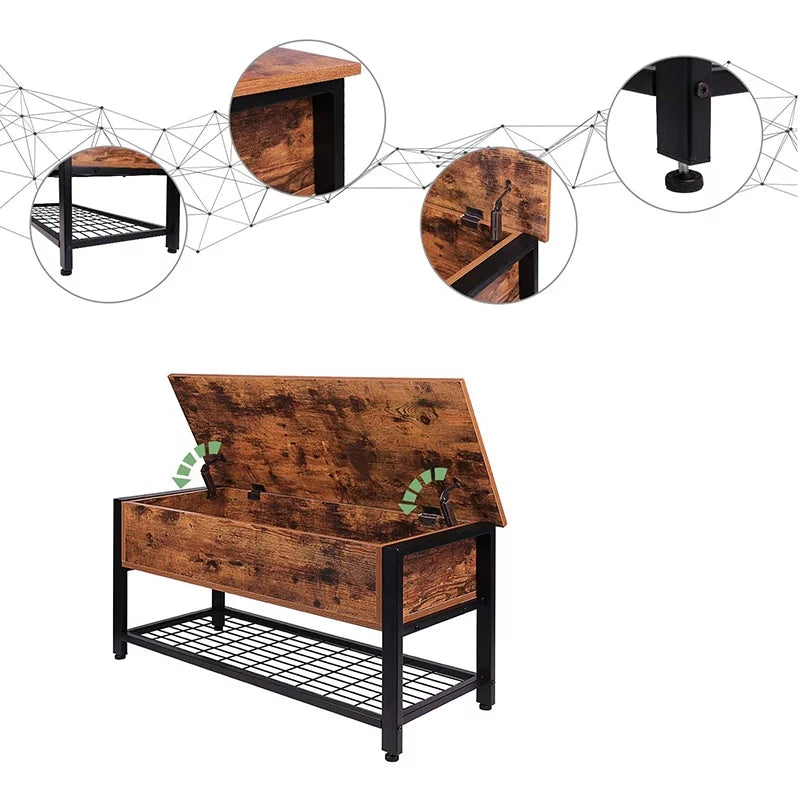 Lift Top Wood Storage Bench R2379