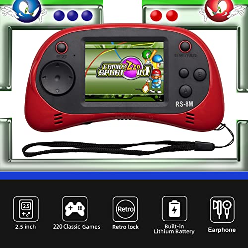 16 Bit Retro Handheld Games Console with 220 HD Electronic Games 2.5'' LCD Lime Green Y7011