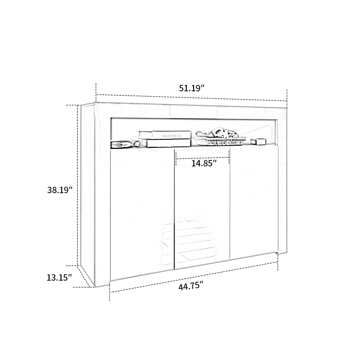 Wood Storage Cabinet with LED Light I7414