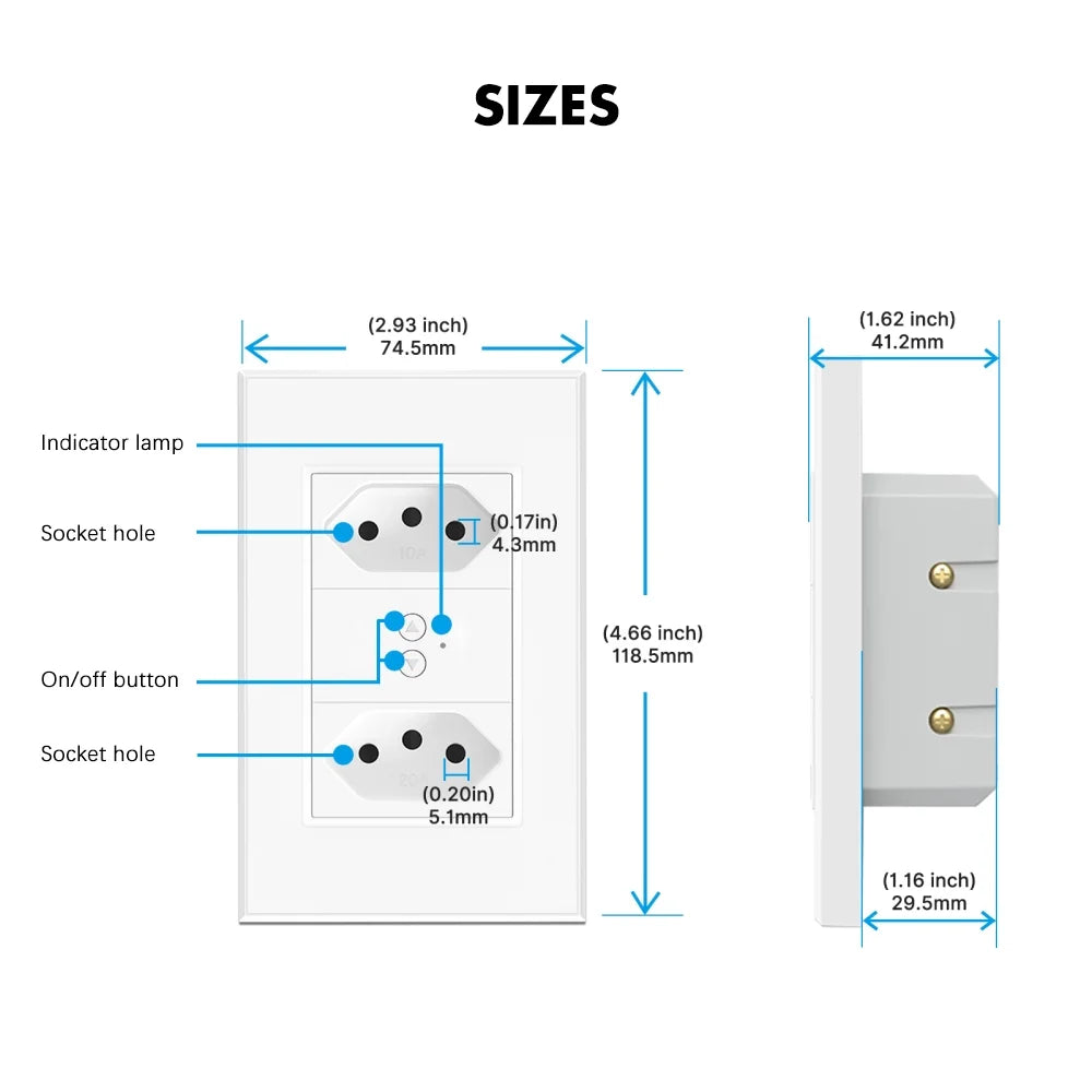 Smart WiFi Wall Socket 10A 20A Multiple Wall Outlet N409