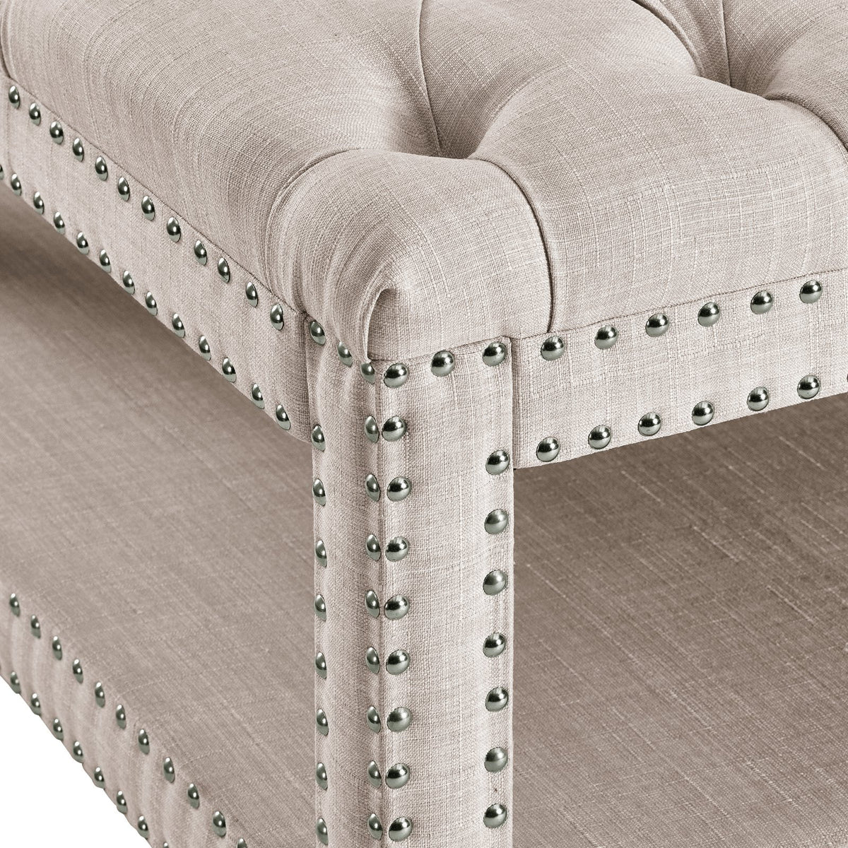 Modern Nailhead Tufted Cocktail Ottoman U6487