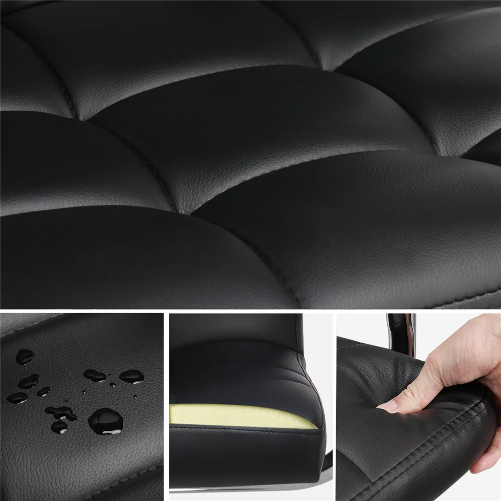 2pcs Black Faux Leather Swivel Bar Stools B1955
