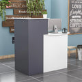 White and Dark Grey Reception Desk with Lockable Drawer E703621