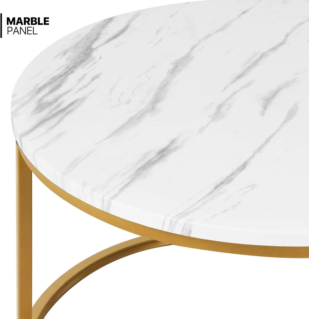35" Marble Look Nesting Coffee Table Set of 2 K957