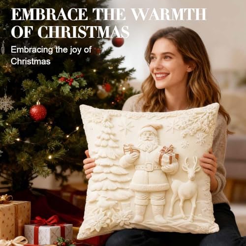 Christmas Pillow Covers Set of 4 White 20 inch P996869