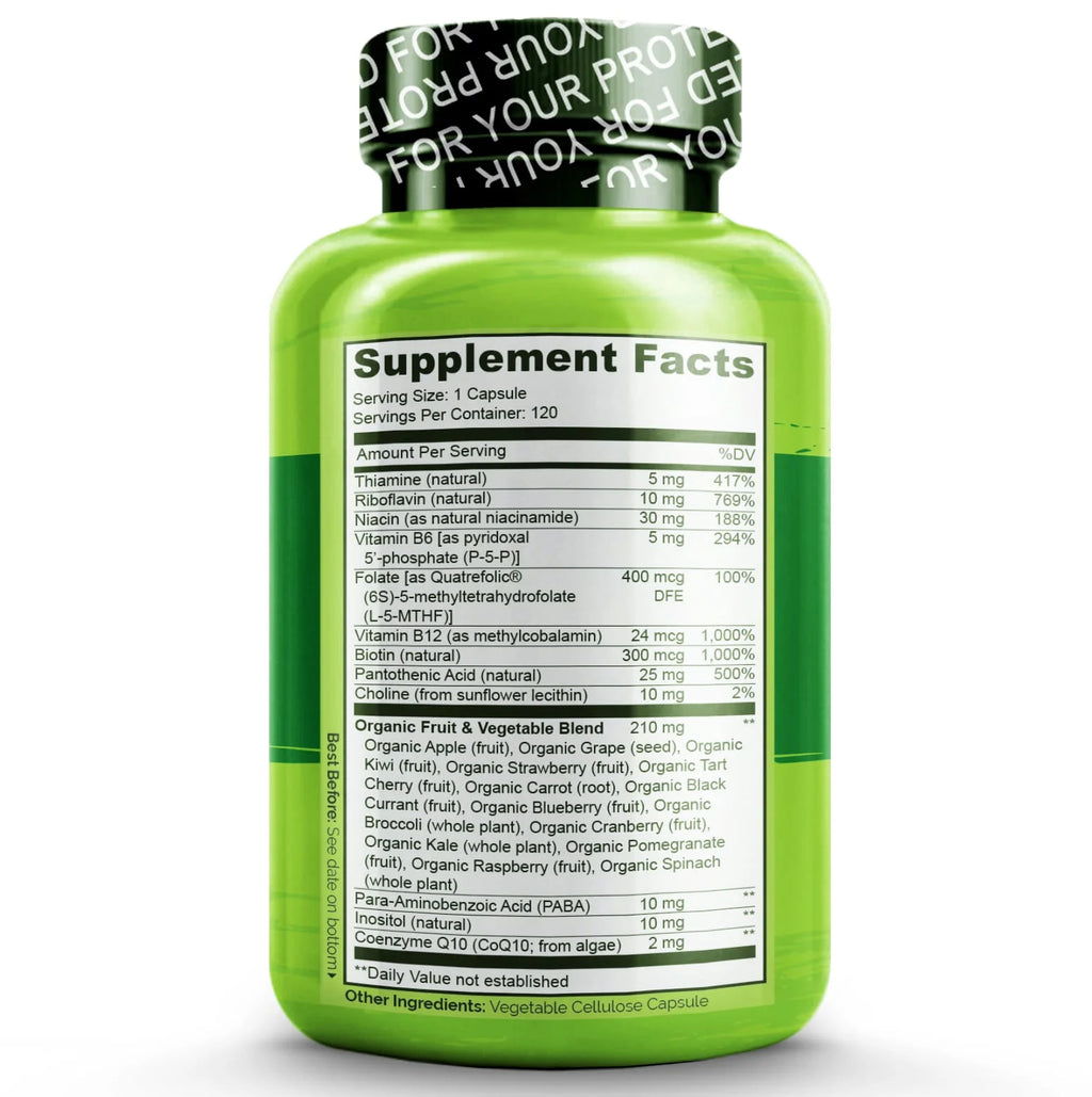 Vitamin B Complex with Methyl B12 Methyl Folate 120 Capsules Z4198