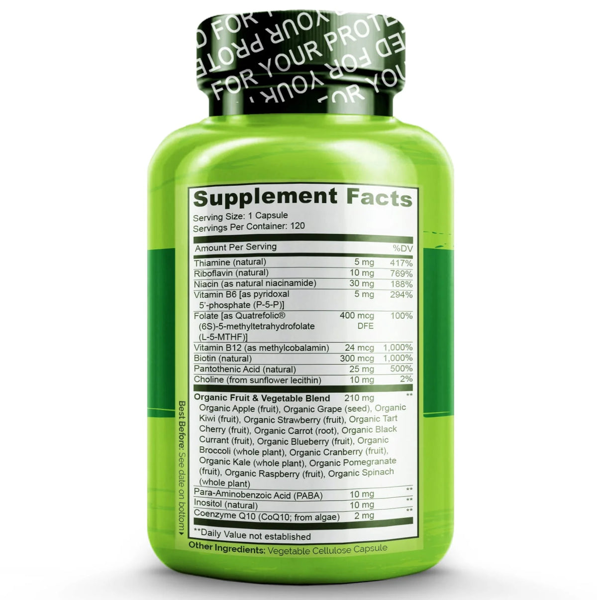 Vitamin B Complex with Methyl B12 Methyl Folate 120 Capsules Z4198