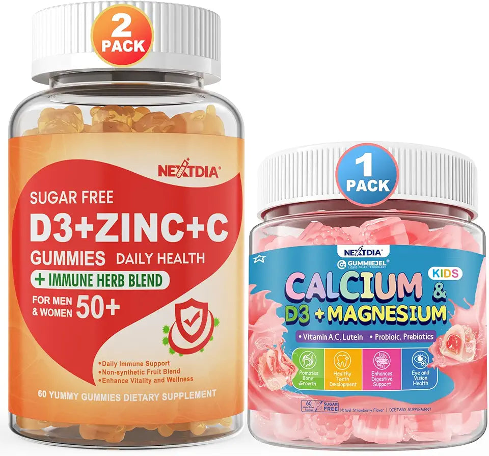 Sugar Free Vitamin C + D3 + Zinc Gummies & Calcium + D3 & Magnesium Gummies Y67066