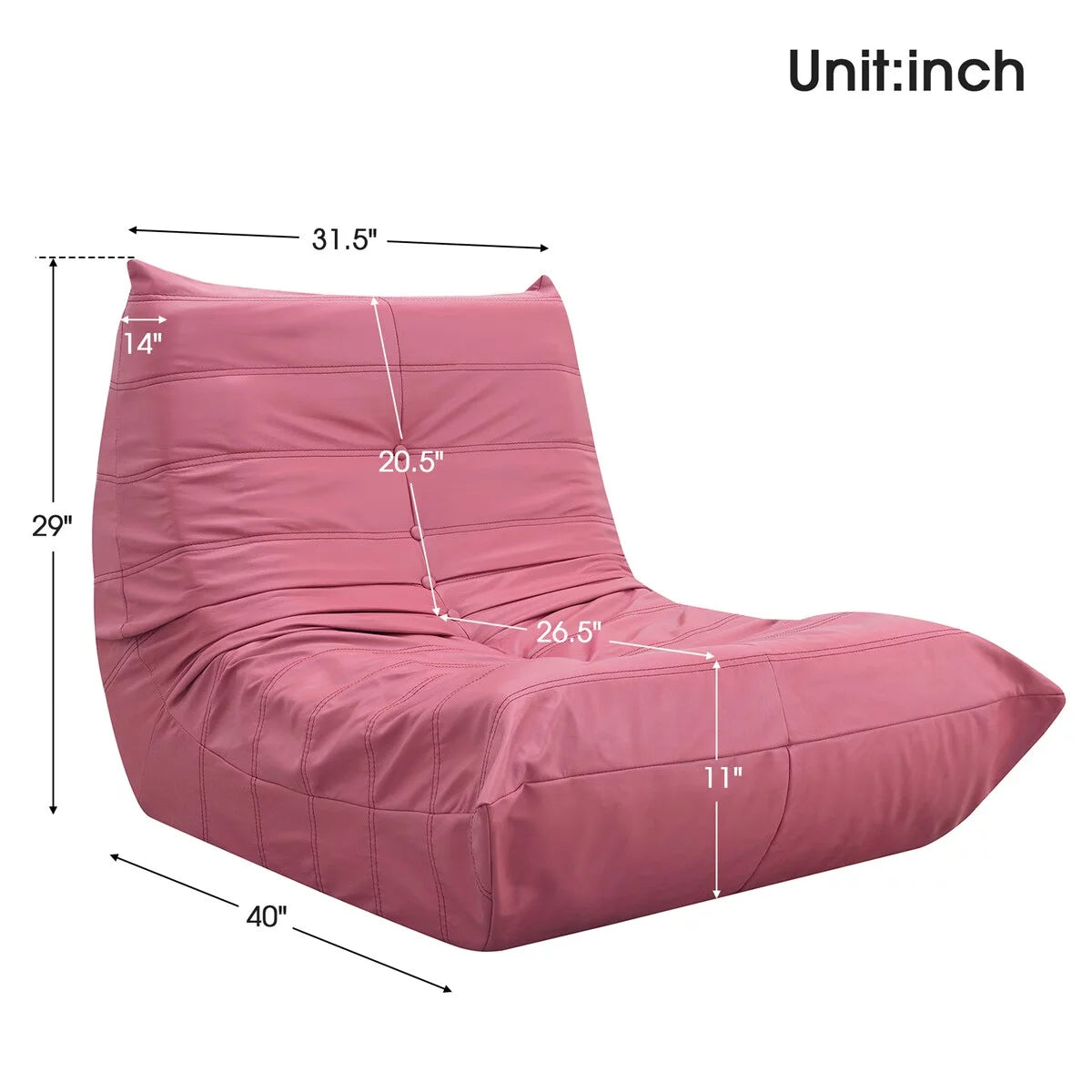 Oversized Armless Lounge Chair with Backrest J98007