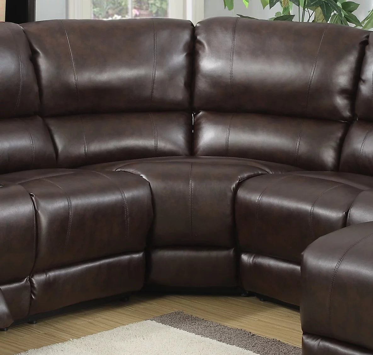 Brown Bonded Leather Sectional Sofa with Chaise A3957