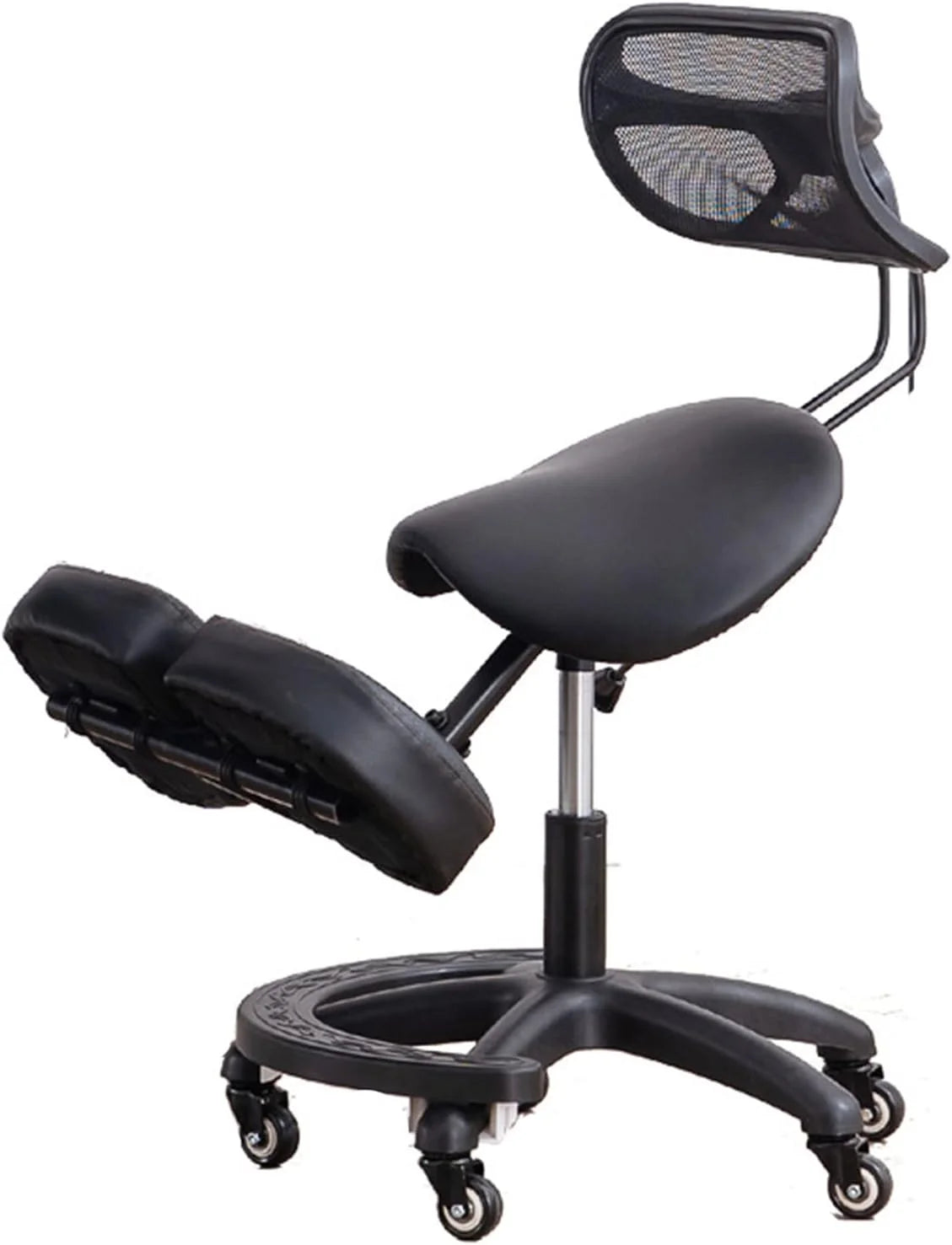Black Adjustable Ergonomic Kneeling Chair with Wheels X12021