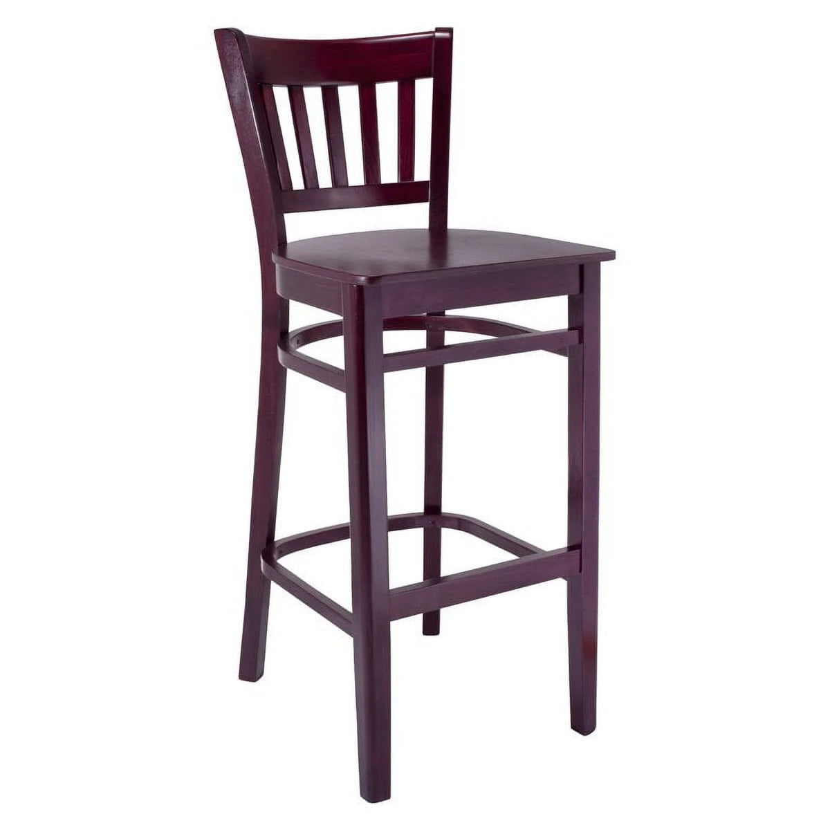Dark Mahogany Vertical Bar Stool with Wood Seat H432