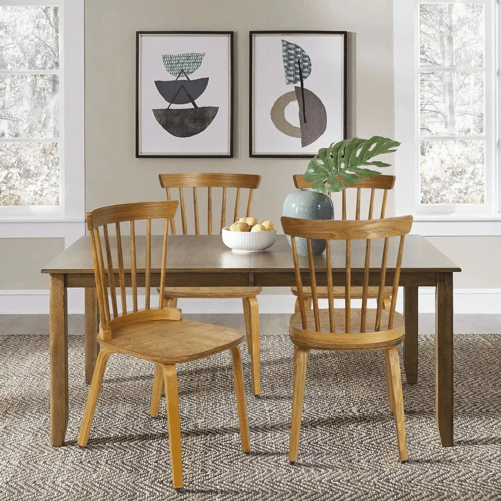 Orange Slat Back Wood Dining Chairs Set of 2 R481216