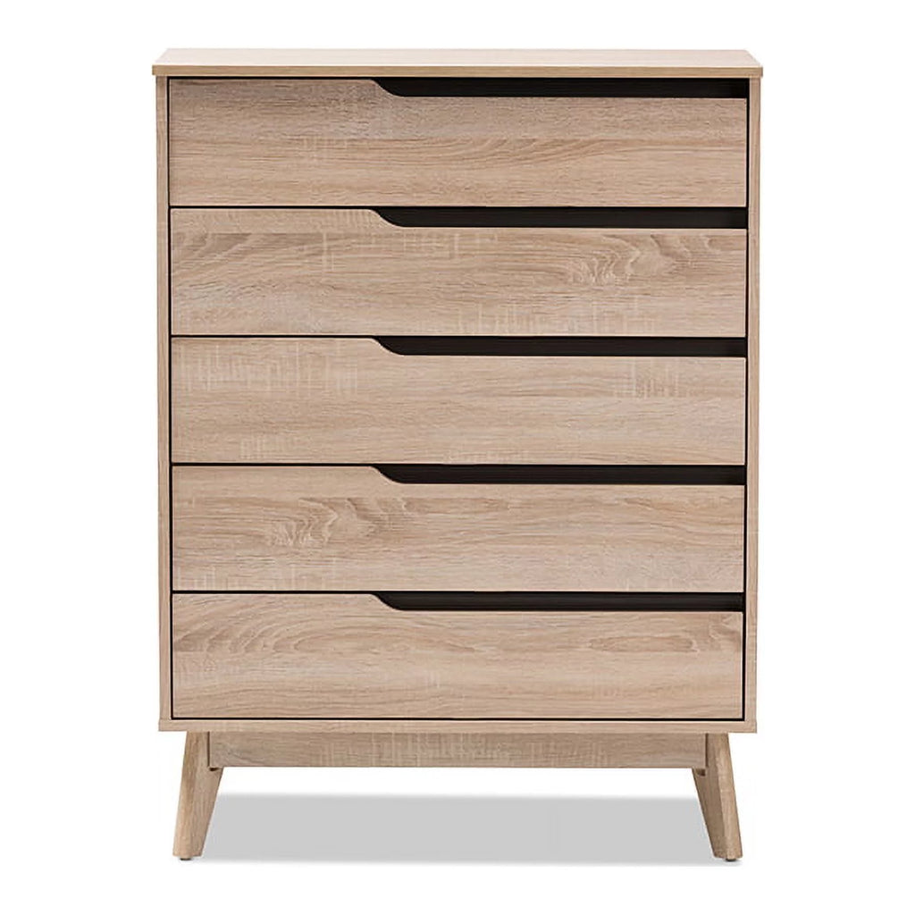 Oak and Grey Wood 5-Drawer Chest A194