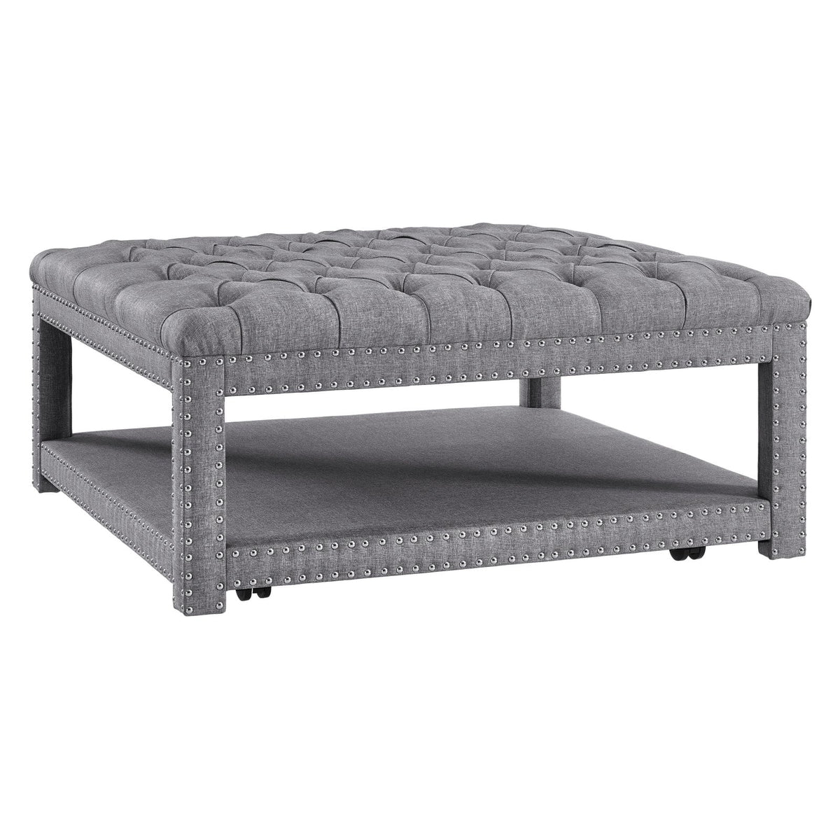 Modern Nailhead Tufted Cocktail Ottoman U6487