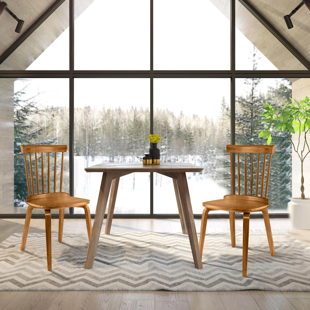Orange Slat Back Wood Dining Chairs Set of 2 R481216