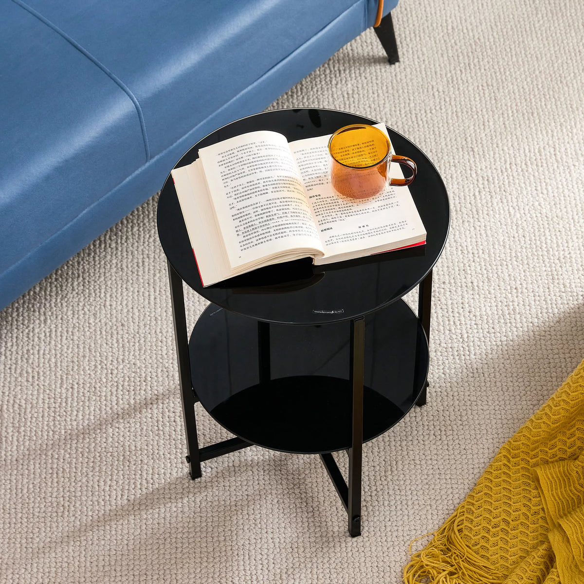 Round Tempered Glass End Table N91085