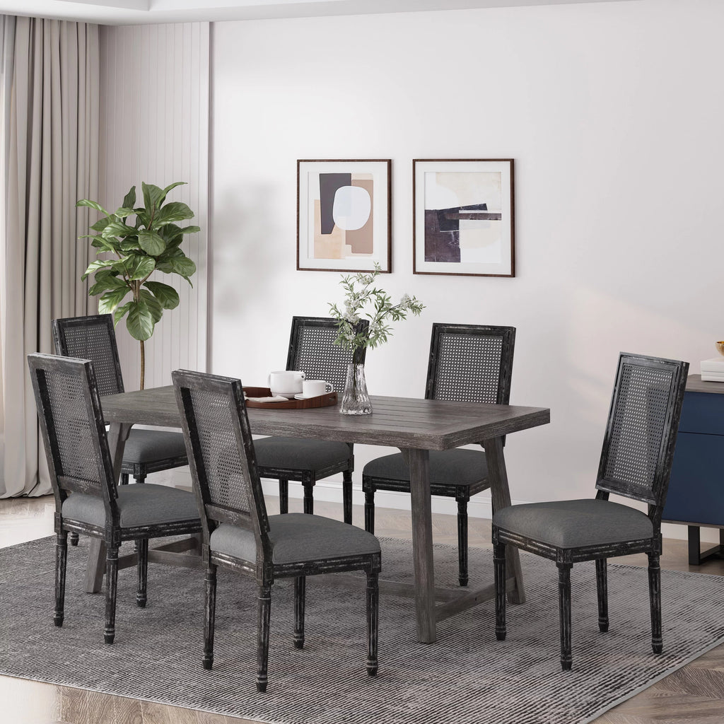 Gray Fabric Dining Chair Set of 6 X358
