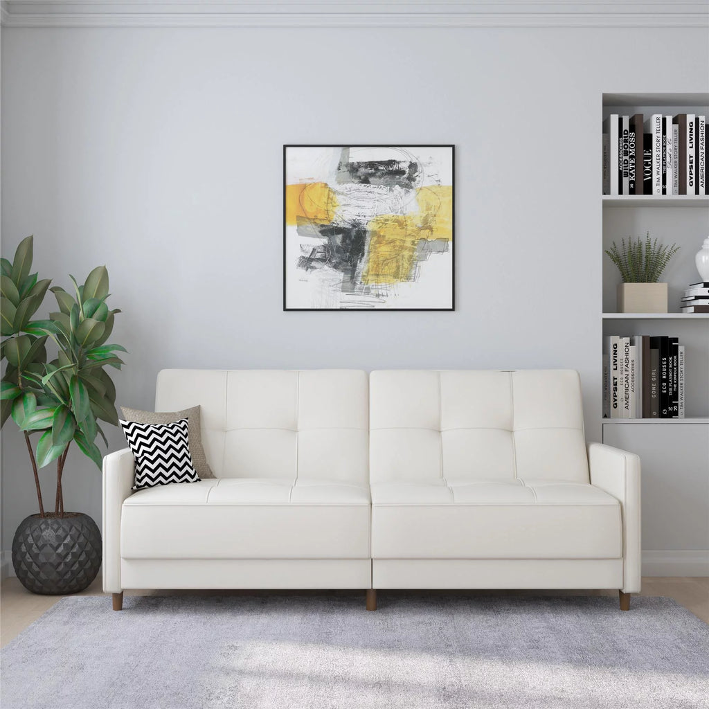 White Faux Leather Coil Futon A521081