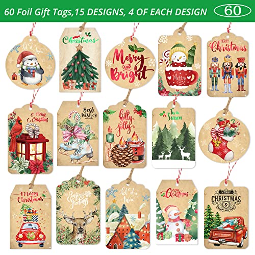 Christmas Gift Tags 60 Count with Untied String A174473