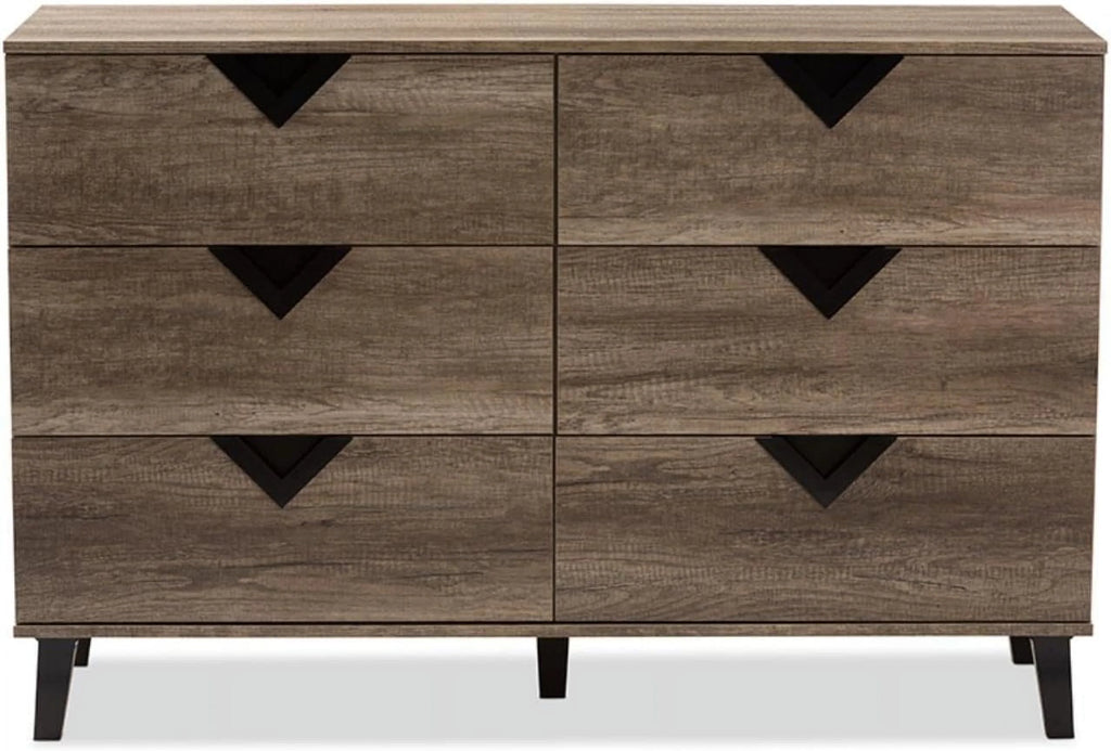 Light Brown Wood 6-Drawer Chest T7289
