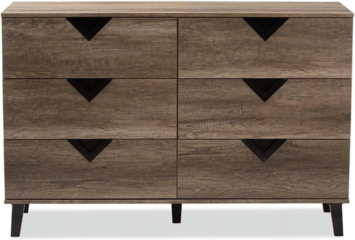 Light Brown Wood 6-Drawer Chest T7289