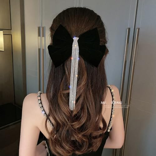 Velvet Rhinestone Bow Claw Hair Clips 2 Pack K6157