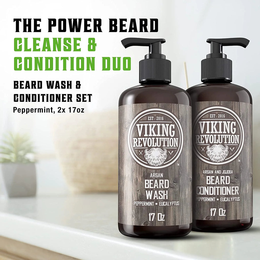 Beard Wash & Beard Conditioner Peppermint & Eucalyptus 34 Oz K6562