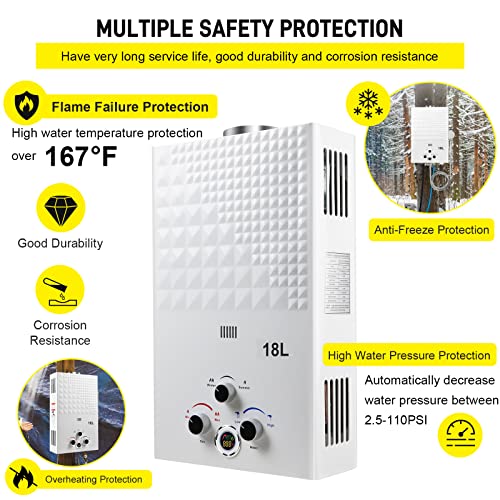 Portable Propane Tankless Water Heater with Digital Display D24896