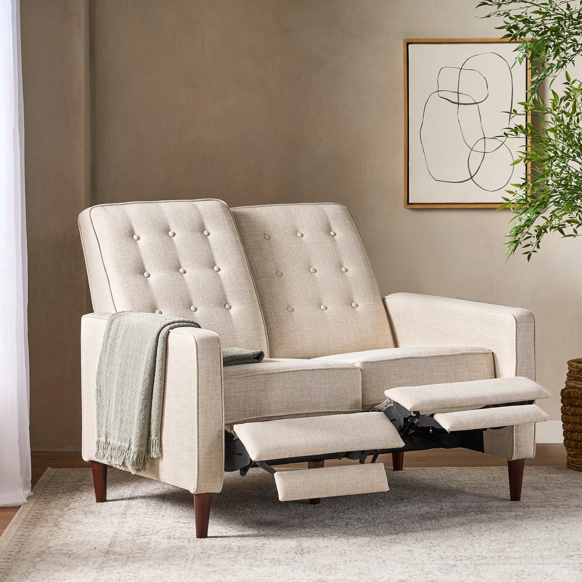 Dark Espresso Wheat Upholstered Pushback Recliner J182966