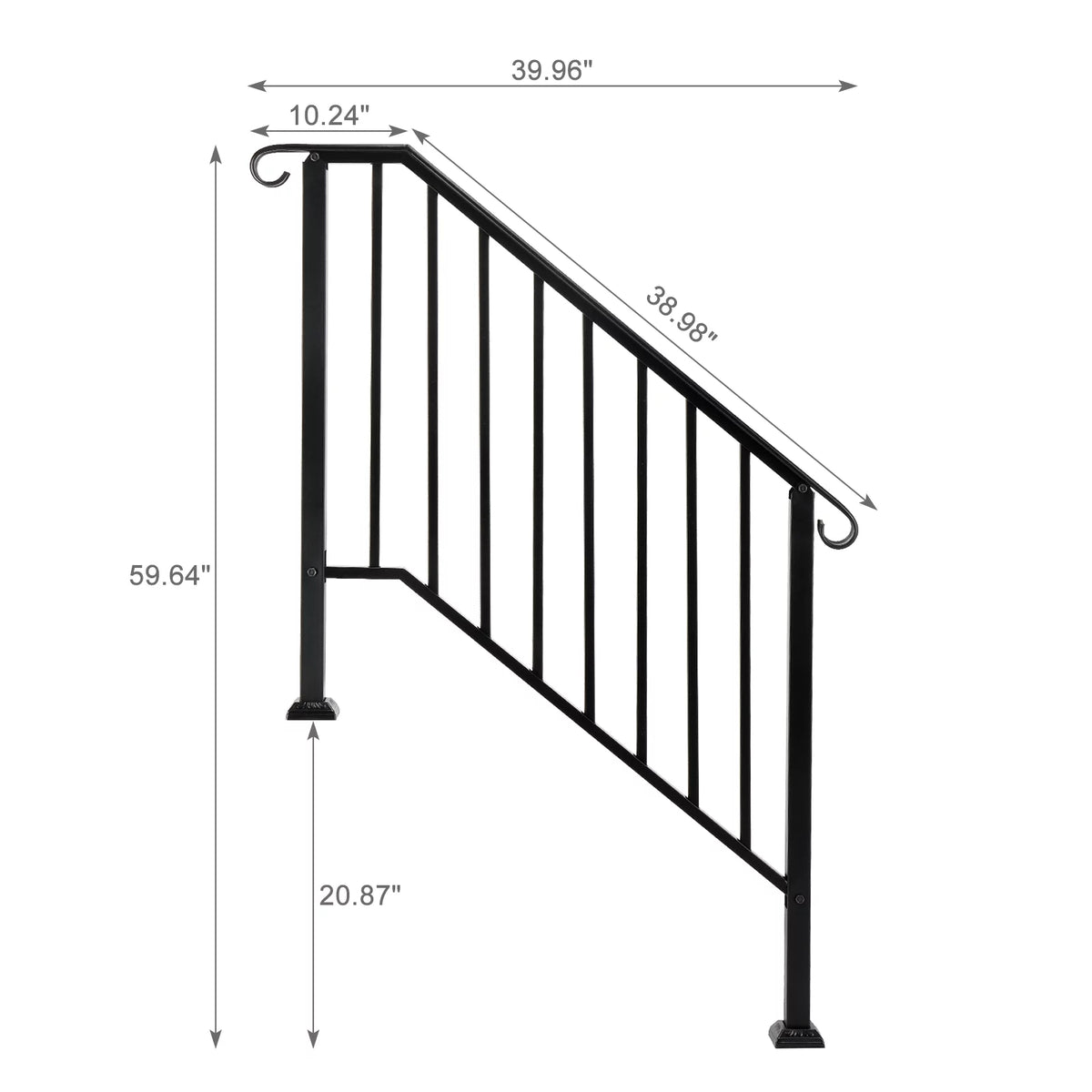 White Wrought Iron Handrails for 3 or 4 Steps W9949