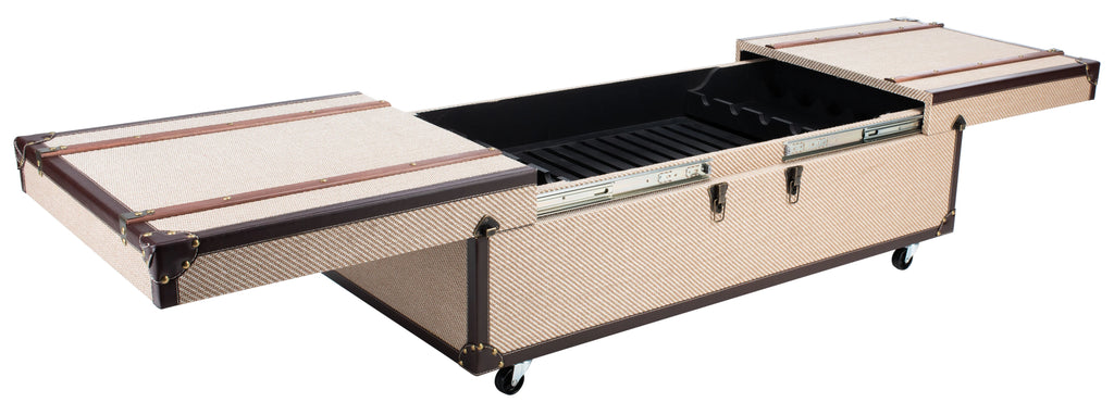 Beige Coffee Table Storage Trunk with Wine Rack Z236