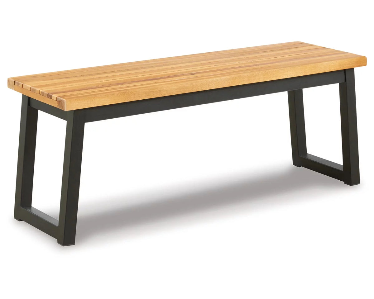 Wood Outdoor Dining Table Set (Set of 3) Brown/Black Z6941